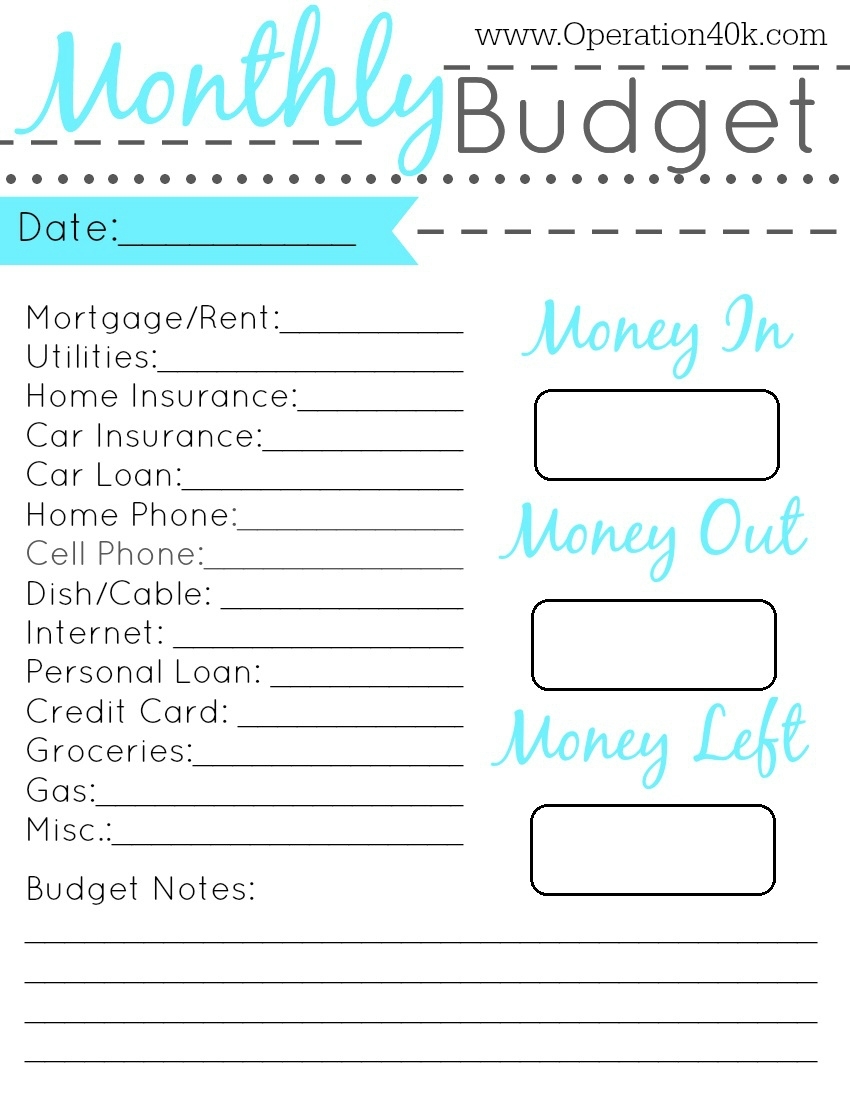 Monthly Expense Printable Monthly Budget Template | Camisonline throughout Free Printable Monthly Bill Templates