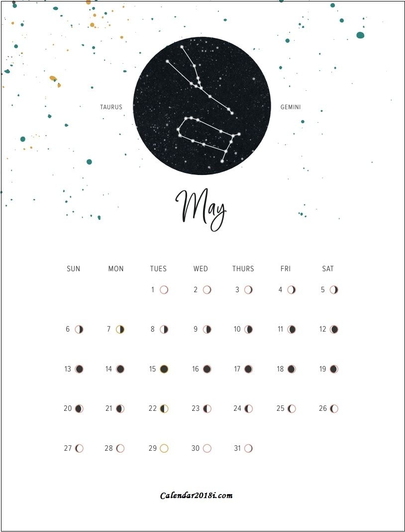 Moon Phases May 2018 Calendar | Maxcalendars | Calendar Wallpaper in Desktop Calendar With Lunar Cycle