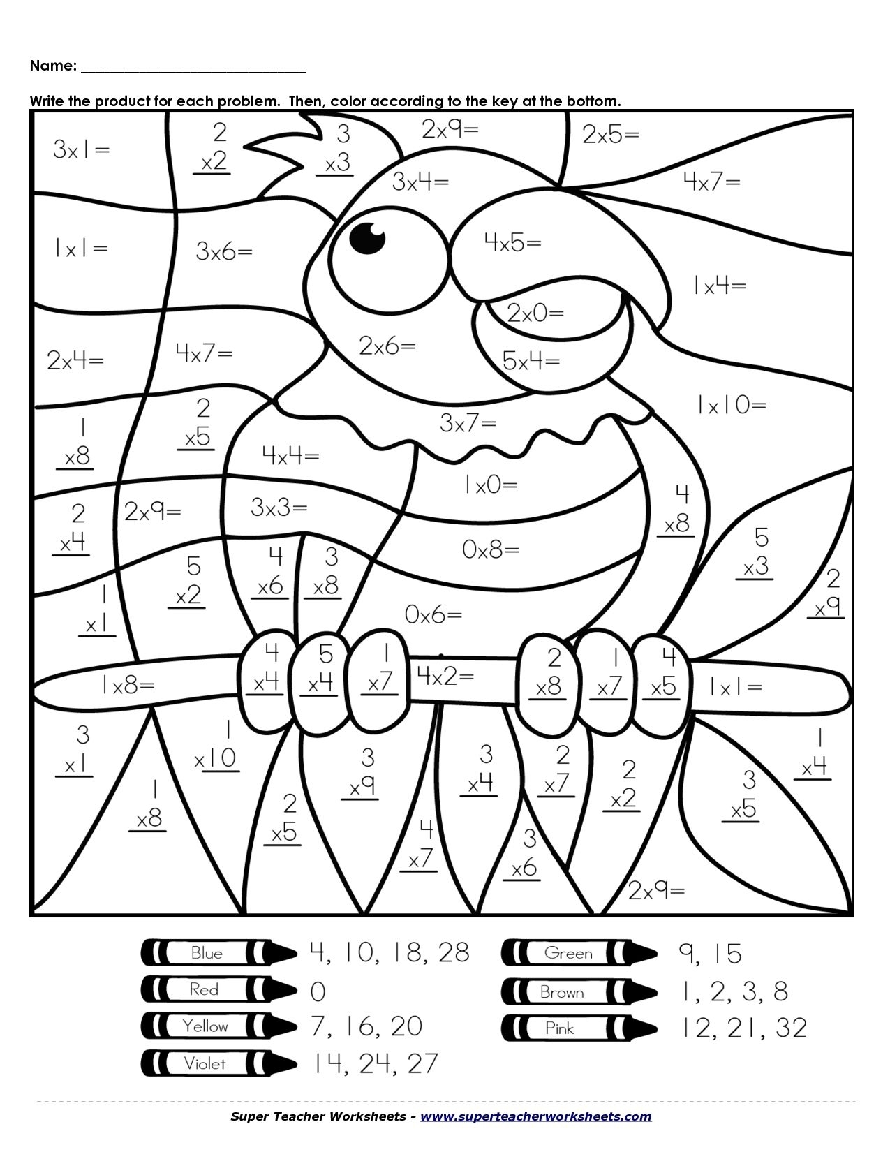 Multiplication Coloring Page | Easy To Draw | Math Coloring in Grade R Cover Page Colouring Page