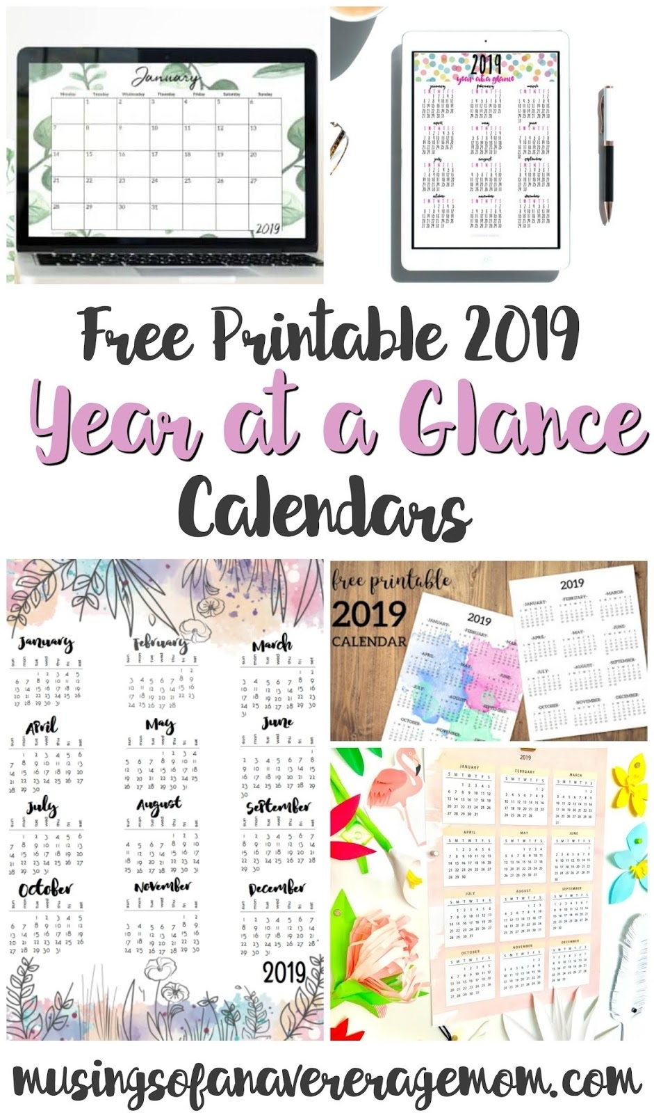 Musings Of An Average Mom: 2019 Year At A Glance for Year At A Glance Template
