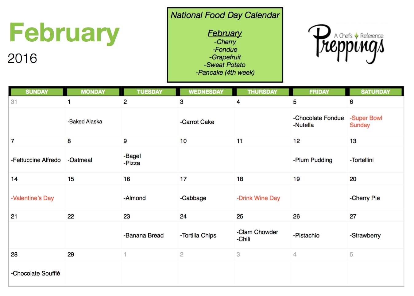 National Food Days Archives - Preppings with regard to Calender With National Food Days