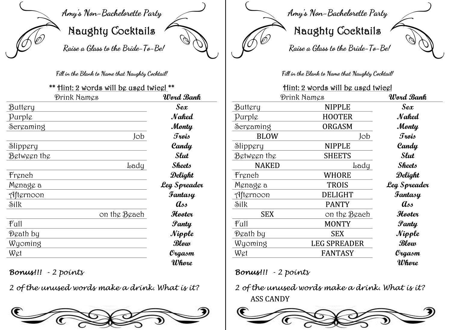 Naughty Cocktails Fill In The Blanks To Name Drinks With Dirty Names inside Bachelorett Fill In Blank Templets