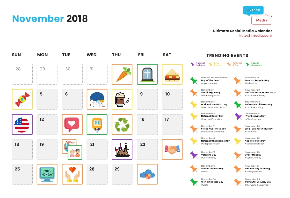 Need Ideas? Here&#039;s The Ultimate Social Media Calendar For November with regard to Ideas For Calendar In November