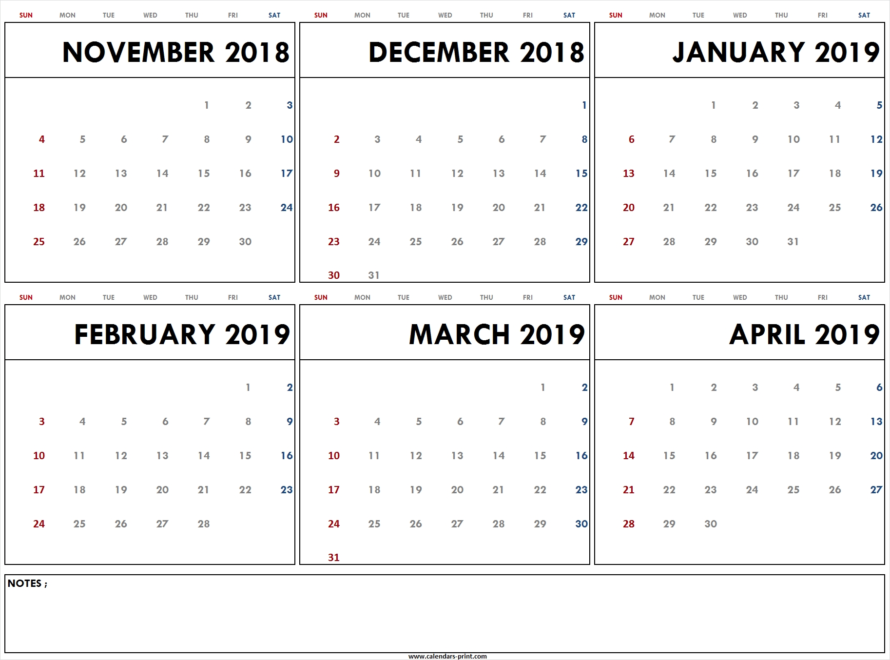 Nov Dec 2018 Jan Feb Mar Apr 2019 Calendar Template Archives in Calendar Images From Jan To Dec