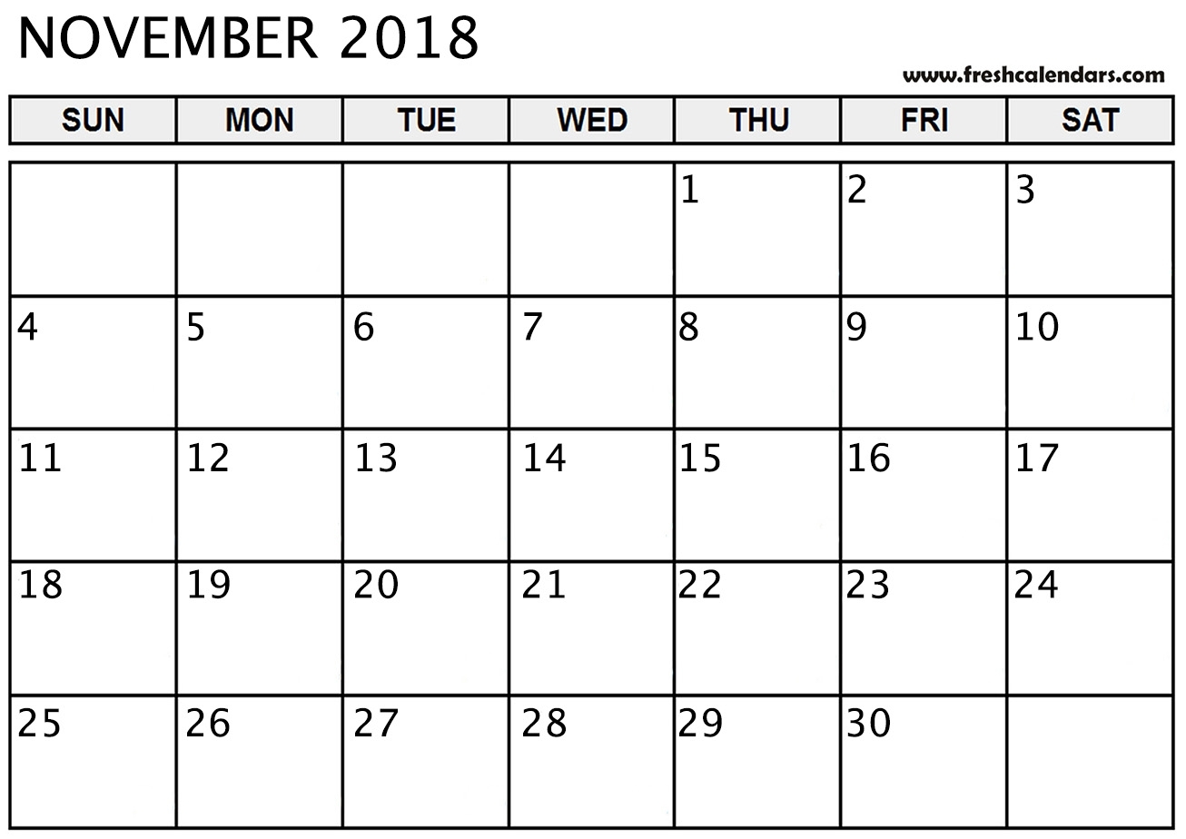 November 2018 Calendar Printable - Fresh Calendars for Large Blank Monthly Calendar To Fill In