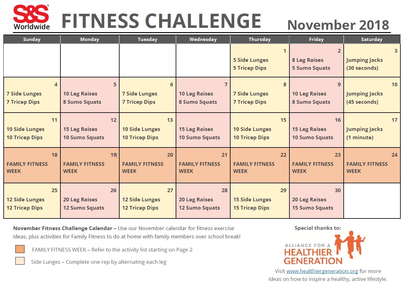 November Printable Fitness Challenge Calendar - S&amp;s Blog intended for Ideas For Calendar In November