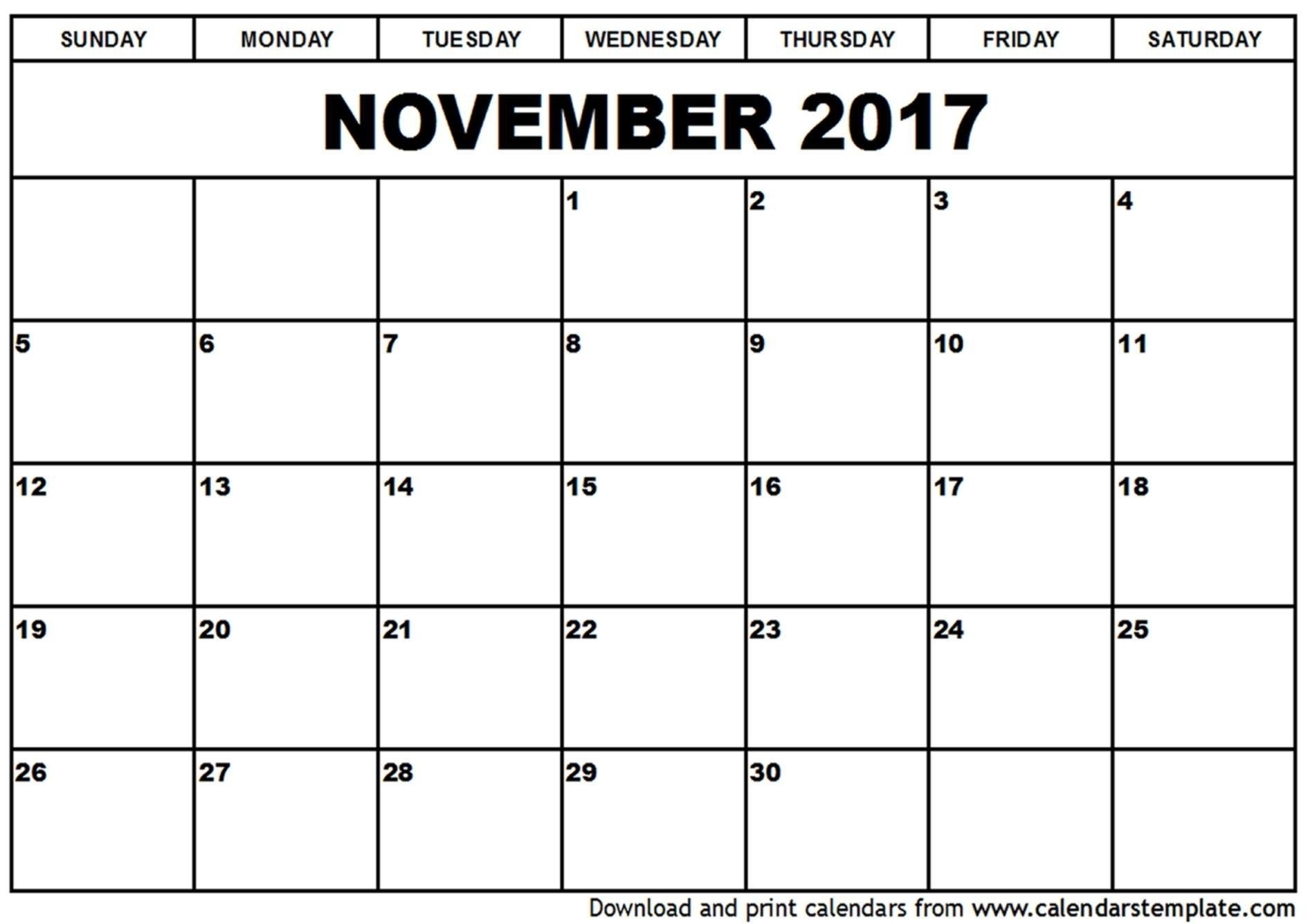 Null Printable Calendar November 2018 | Template Calendar Printable regarding Null Blank Calendar To Print
