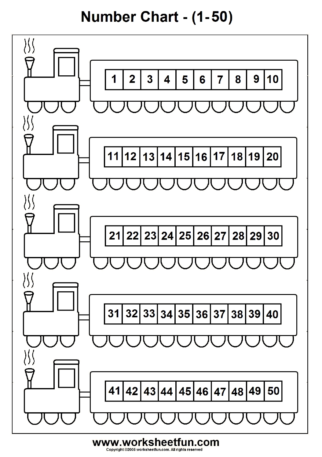 Number Chart 1-50 | Printable Worksheets | Preschool Worksheets with Printable Preschool Numbers 1 31