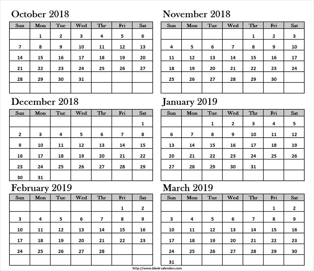 Oct Nov Dec 2018 Jan Feb Mar 2019 Calendar Printable | October 2018 pertaining to Calendar Images From Jan To Dec