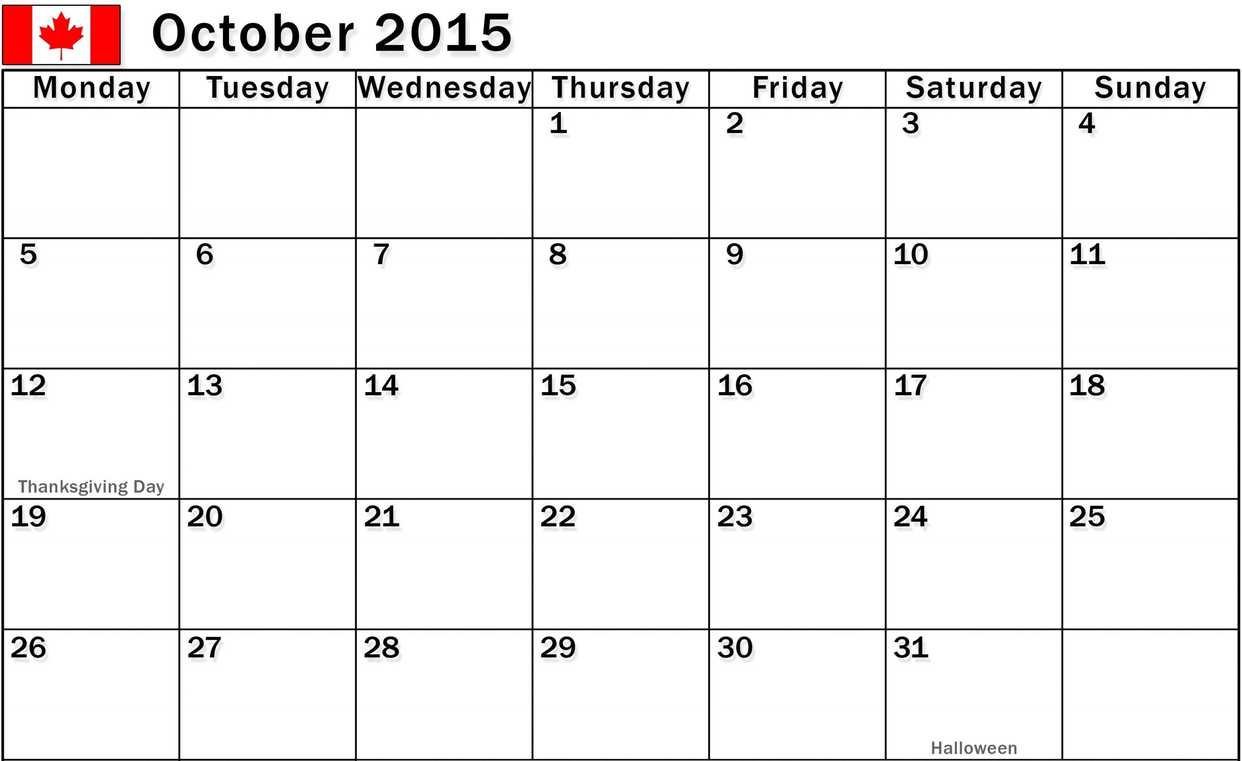 October 2015 Calendar Fillable, Printable Pdf Pictures, Images throughout Fillable Monthly Calendar December 2015