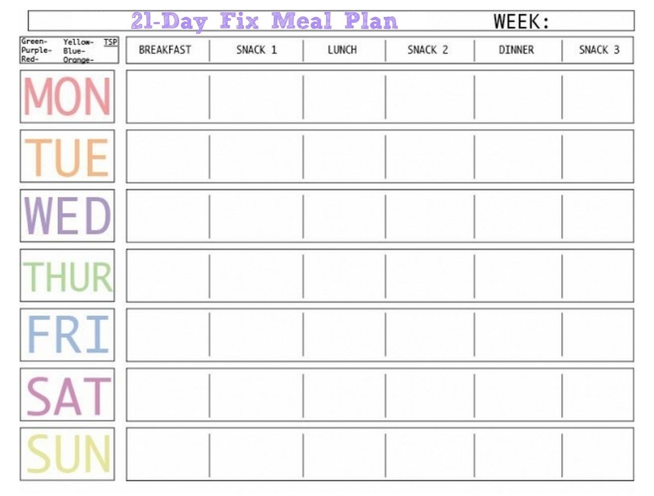 1 Week Menu Calendar Template