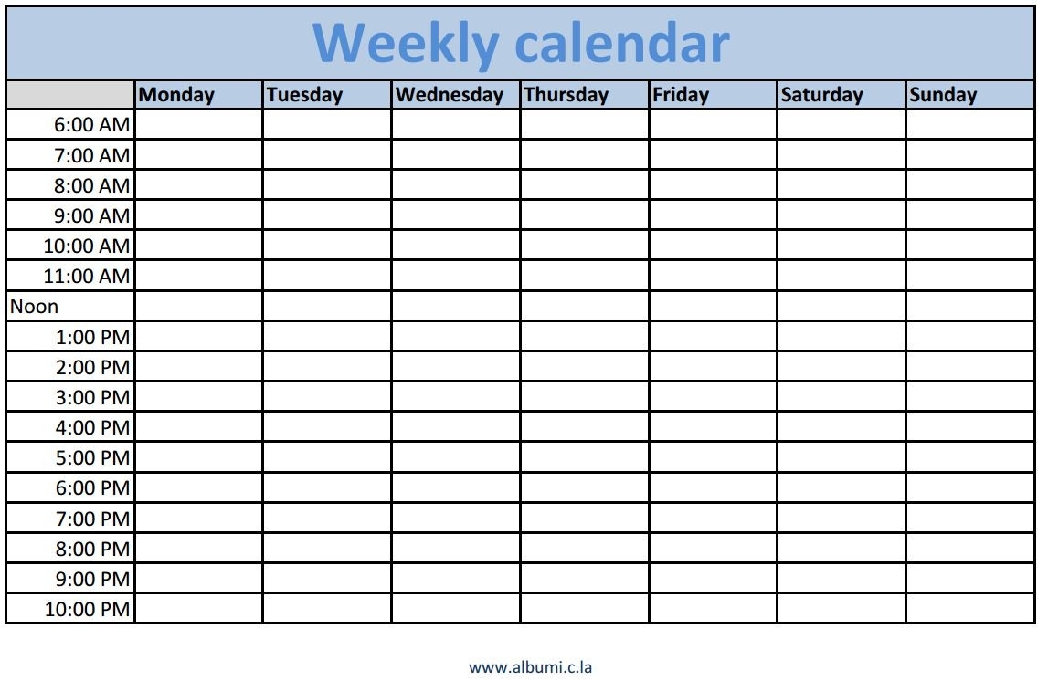 Online Weekly Calendar - Maco.palmex.co pertaining to Blank Weekly Hourly Calendar 8-10