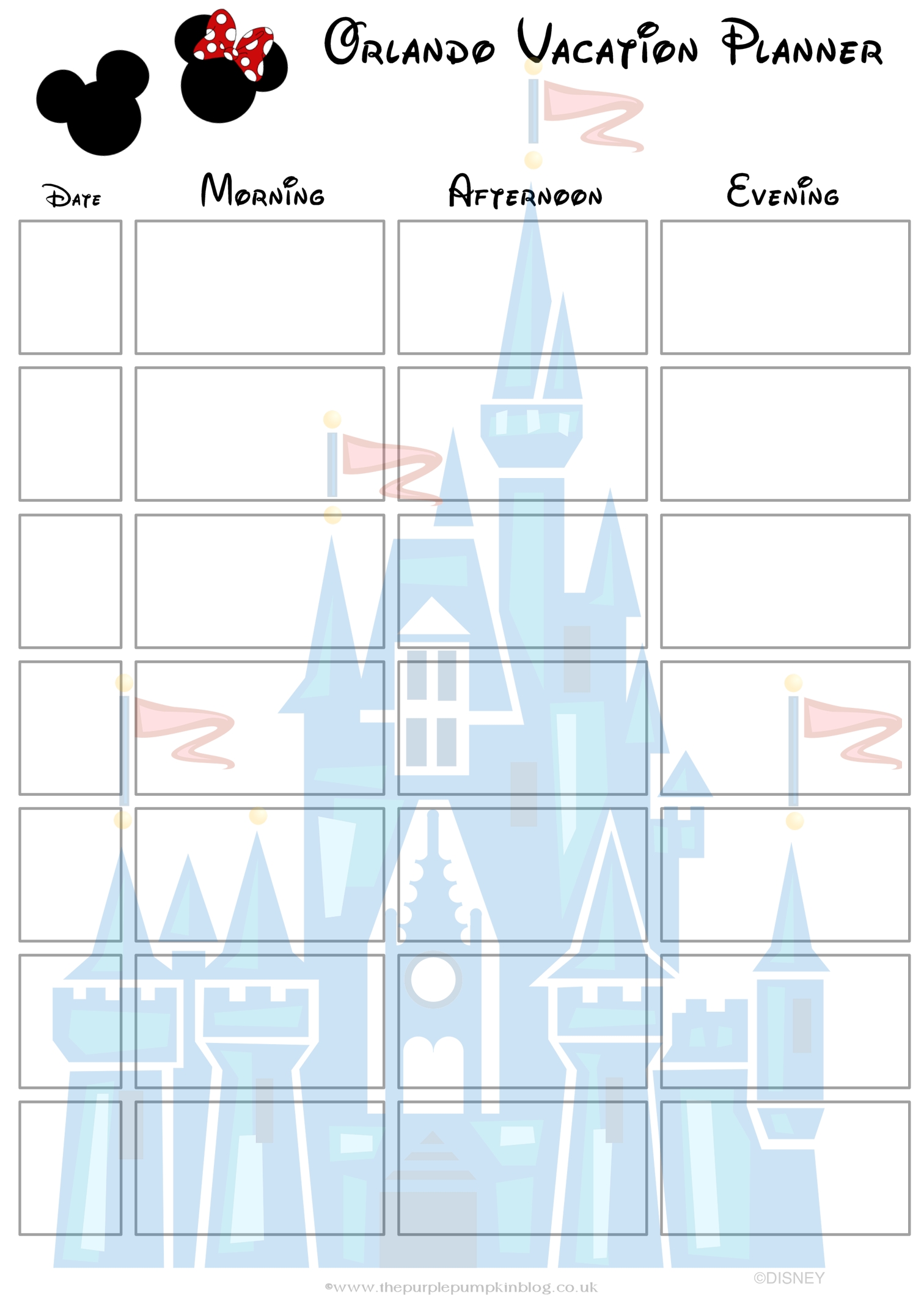 Orlando, Walt Disney World Vacation Planner | Free Printable within 1 Week Vacation Calendar Printable