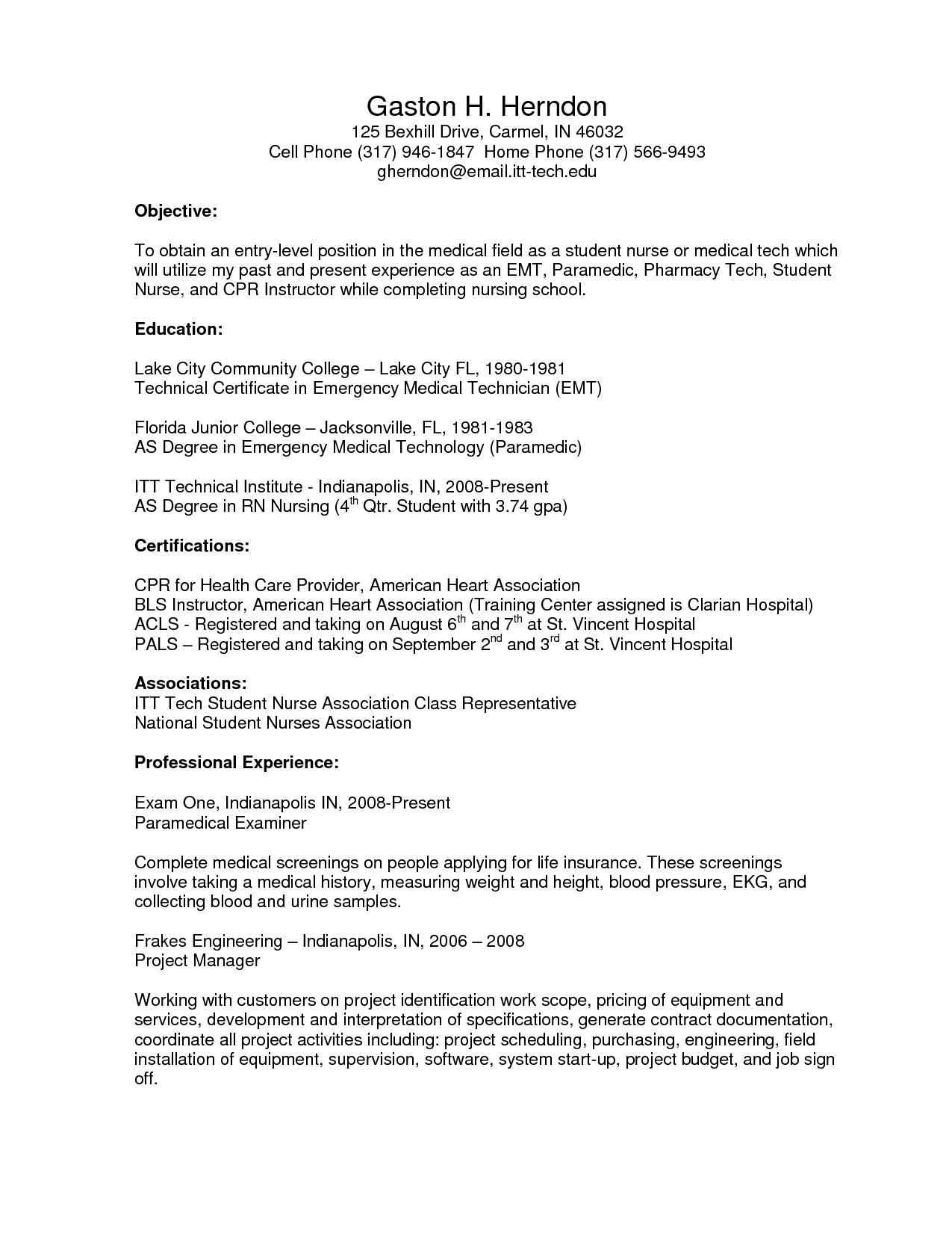 Part 18 Resume Example with regard to Itt Technical Institute Blank Letterhead