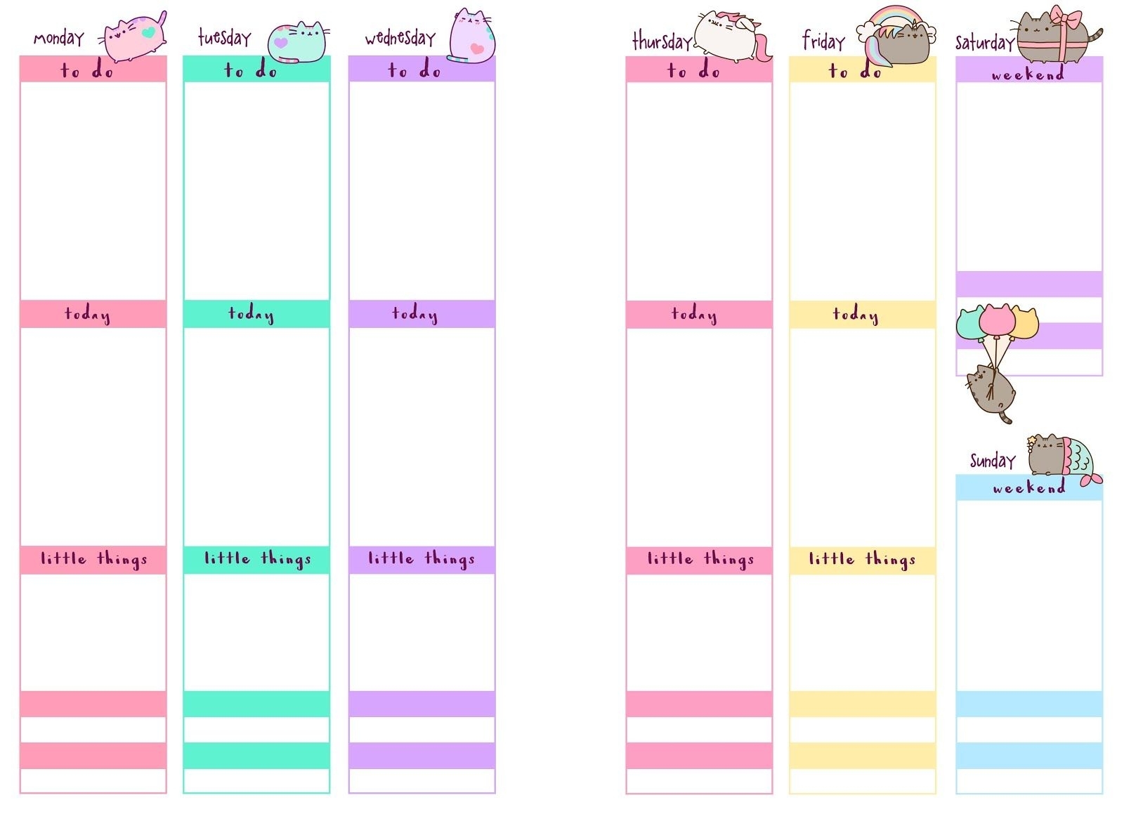 Pb And J Studio: Free Printable Planner Inserts | Pusheen Inspired intended for Sanrio A6 Monthly Planner Print