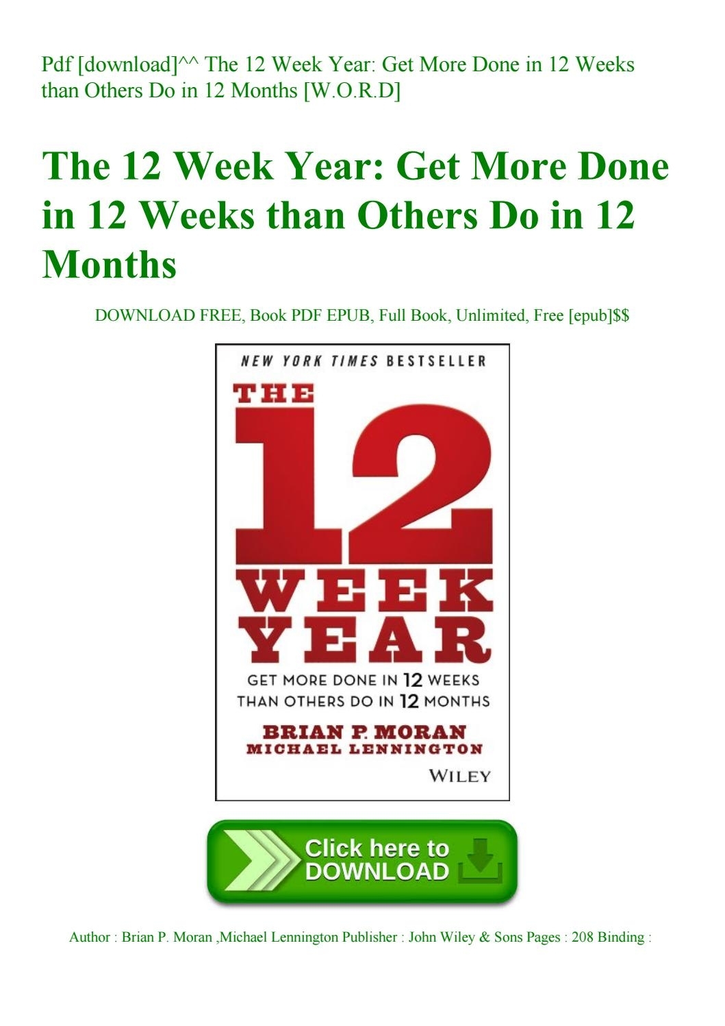 Pdf [Download]^^ The 12 Week Year Get More Done In 12 Weeks Than intended for 12 Hours In 12 Weeks Pdf Download