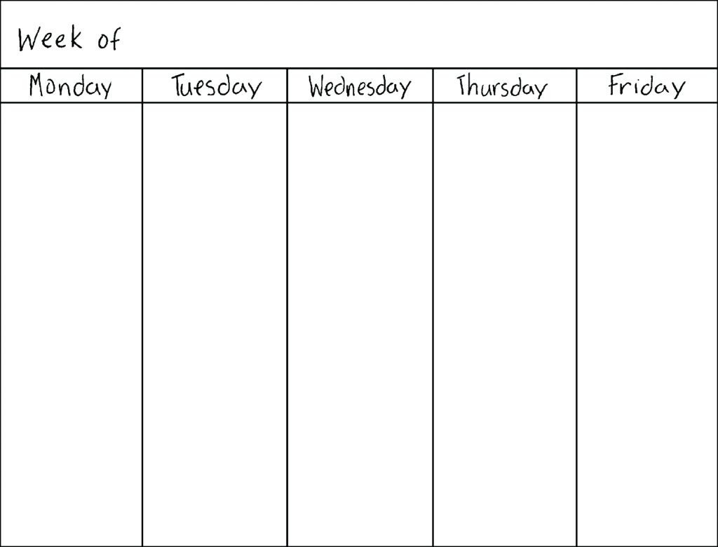 Perky Blank Calendar Monday Through Friday • Printable Blank pertaining to Monday To Friday Schedule Printable