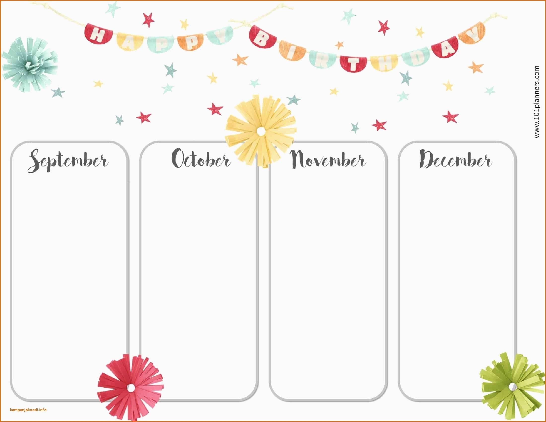 Perpetual Calendar Template Free Printable Birthday Calendar in Free Images Of Birthday Calanders