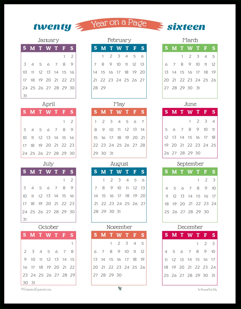 Personal Planner - Free Printables | Planners, Charts, Stickers with Free Printable Year Long Calendar