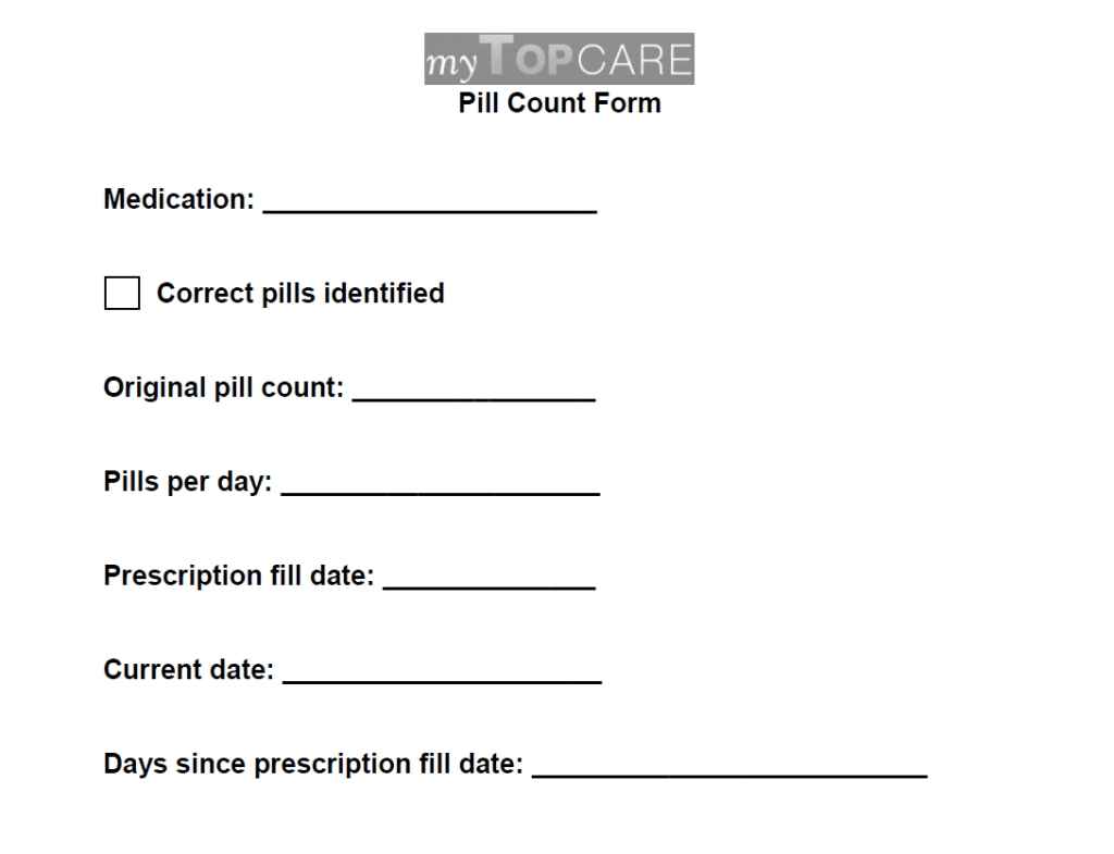 Pill Counts - Mytopcare - Mytopcare with regard to Printable 30 Day Medication Sheet