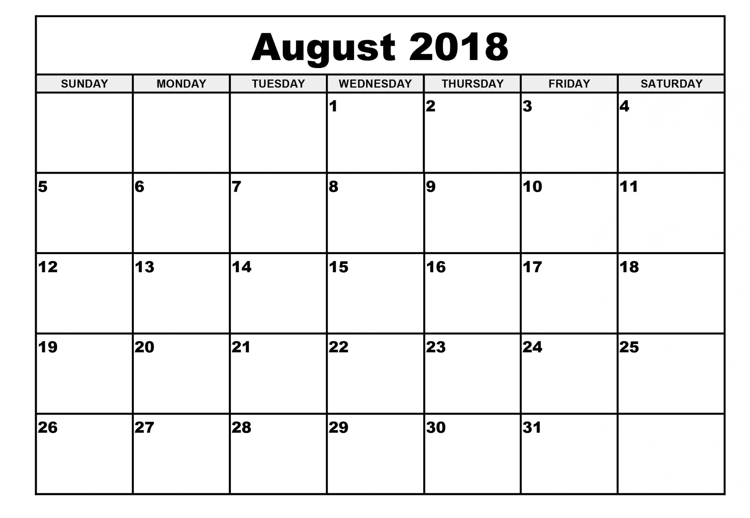 Pin4Khd On August Month Calendar 2018 | Monthly Calendar 2018 throughout August Printable Calendar By Month