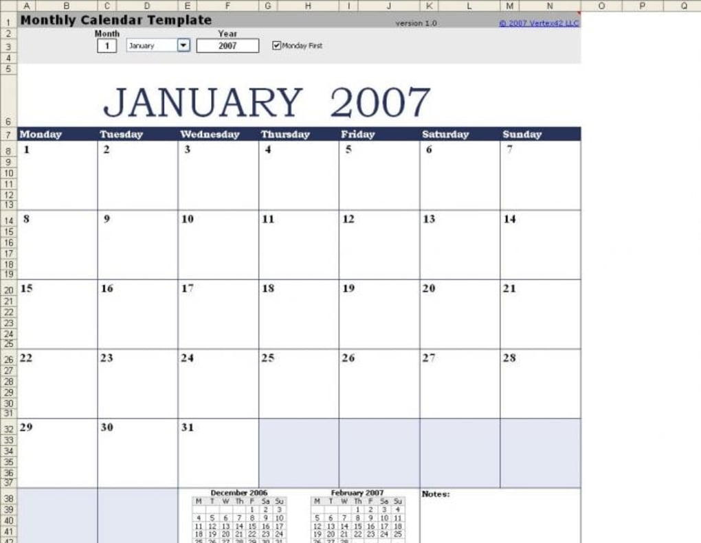Plantilla De Calendario Mensual - Excel Para Mac - Descargar regarding Calendario 2006 Para Imprimir Espaa