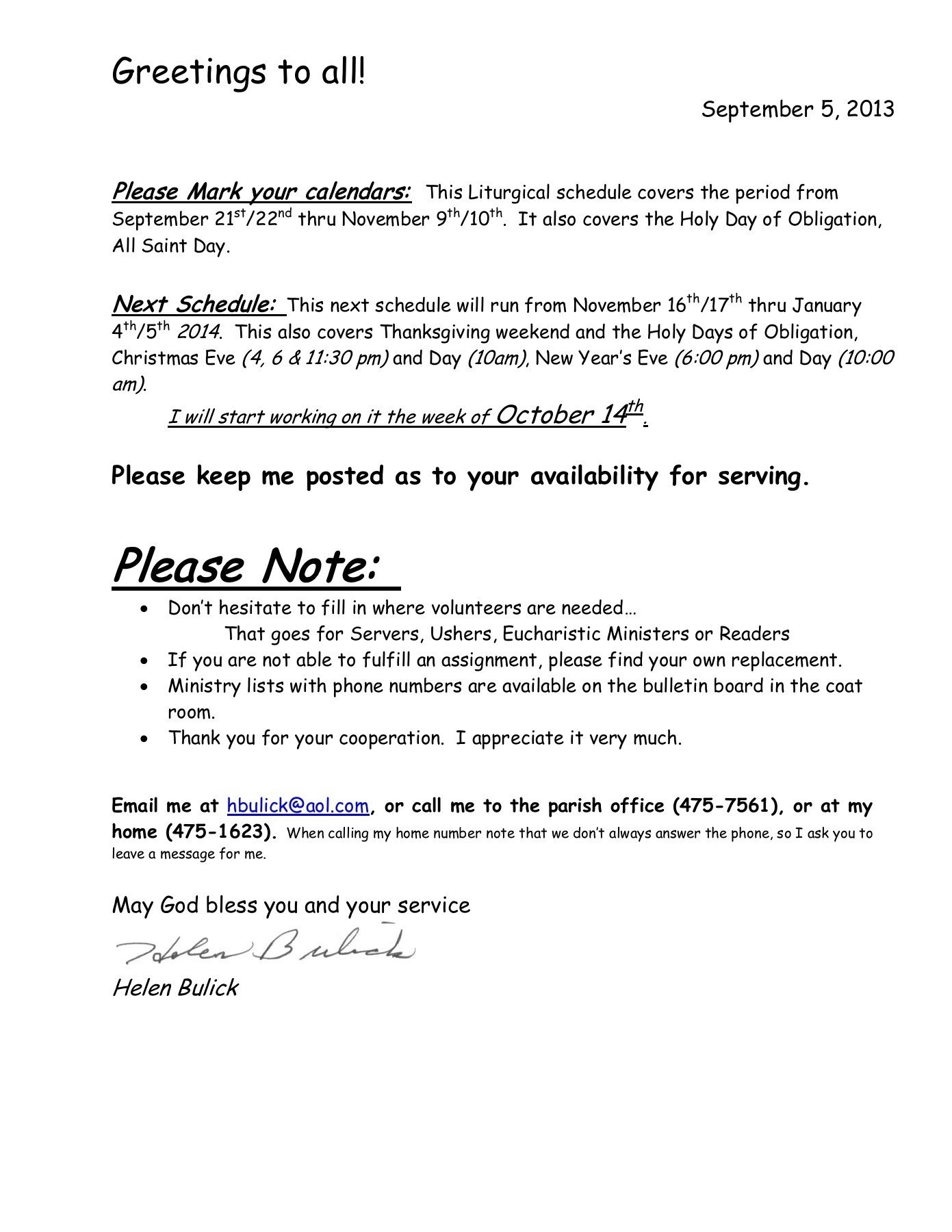 Please Note - St. Mary Catholic Church pertaining to Fill-In Your Own Liturgical Year Calendar