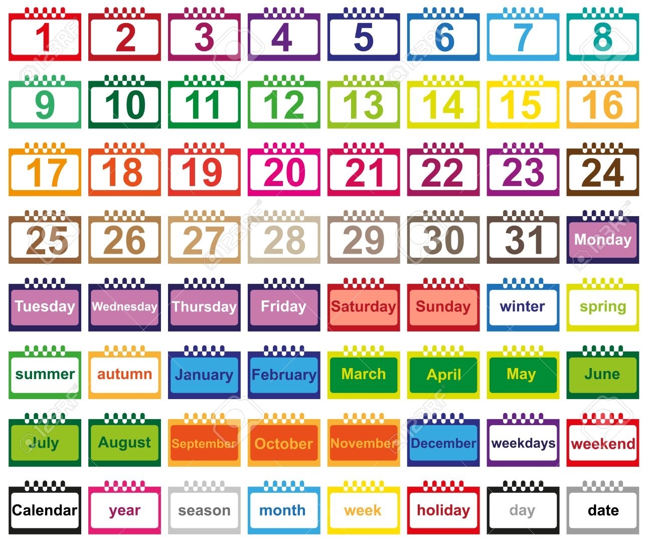 Preview Calendar Sheets With Numbers, Days Of The Week And Months regarding Numbers Days Of The Month