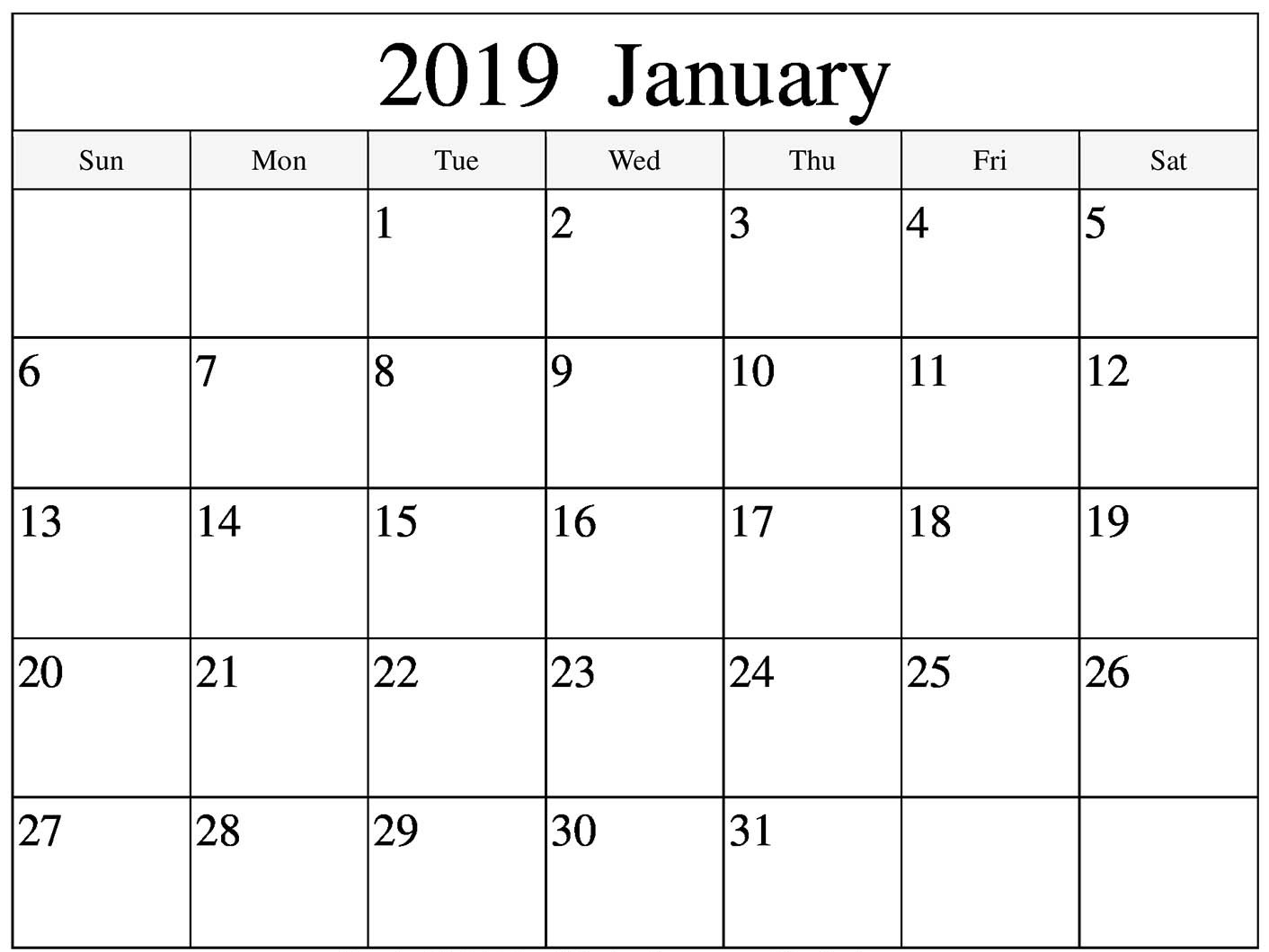 Print January 2019 Calendar - Printable Calendar Templates within Picture Of A January Calender