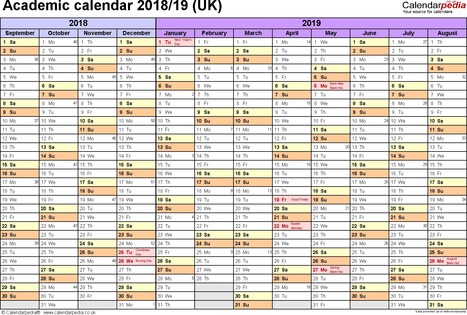 Printable 2018 2018 School Calendar with School Calendar Template Monday Thursday