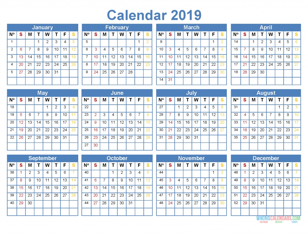 12 Month Calendar Template Printable