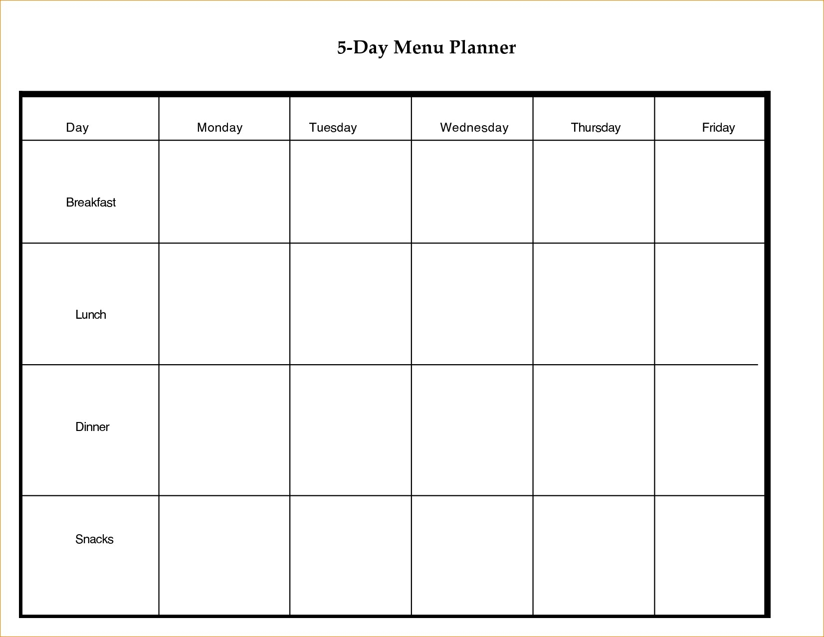 download blank 5 day monthly calendar template free free download