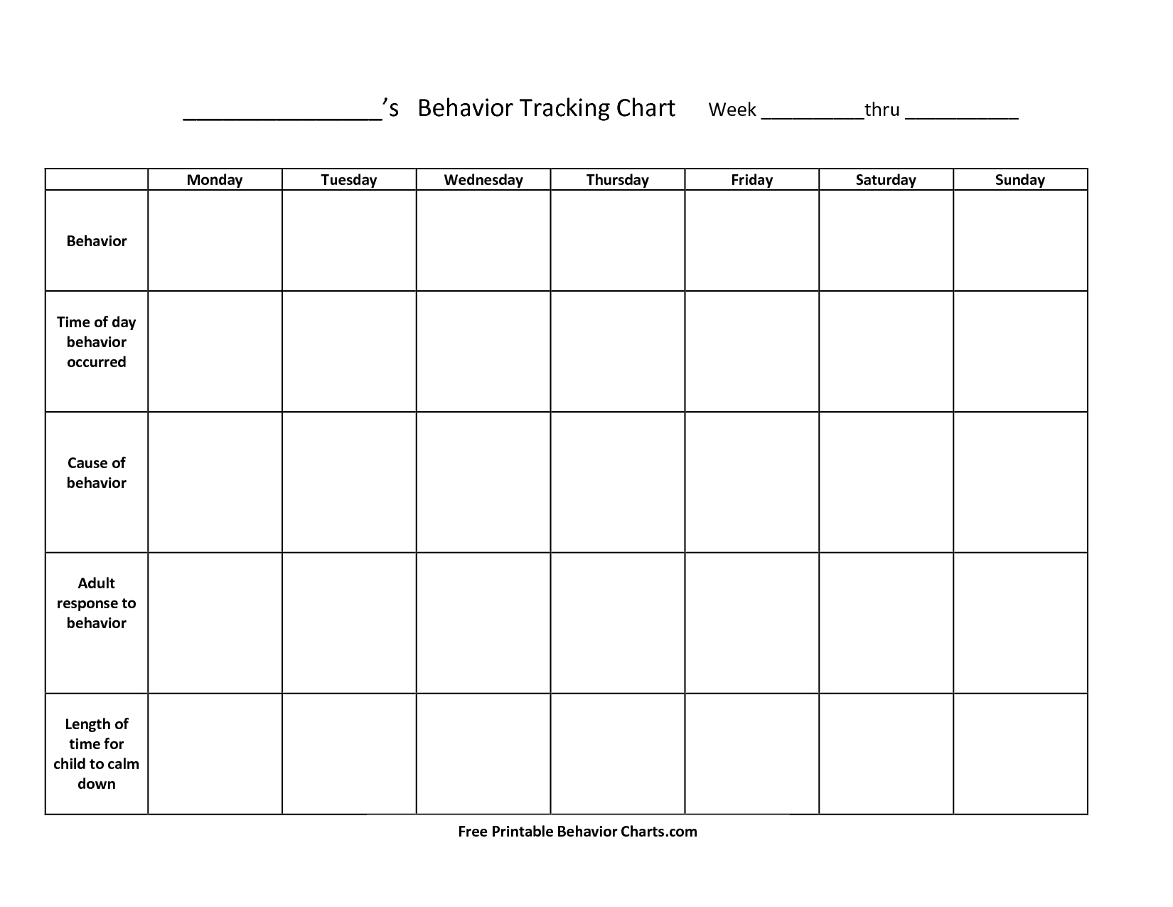 Printable Behavior Charts For Teachers | Ellipsis with Monthly Behavior Chart Paper Printout