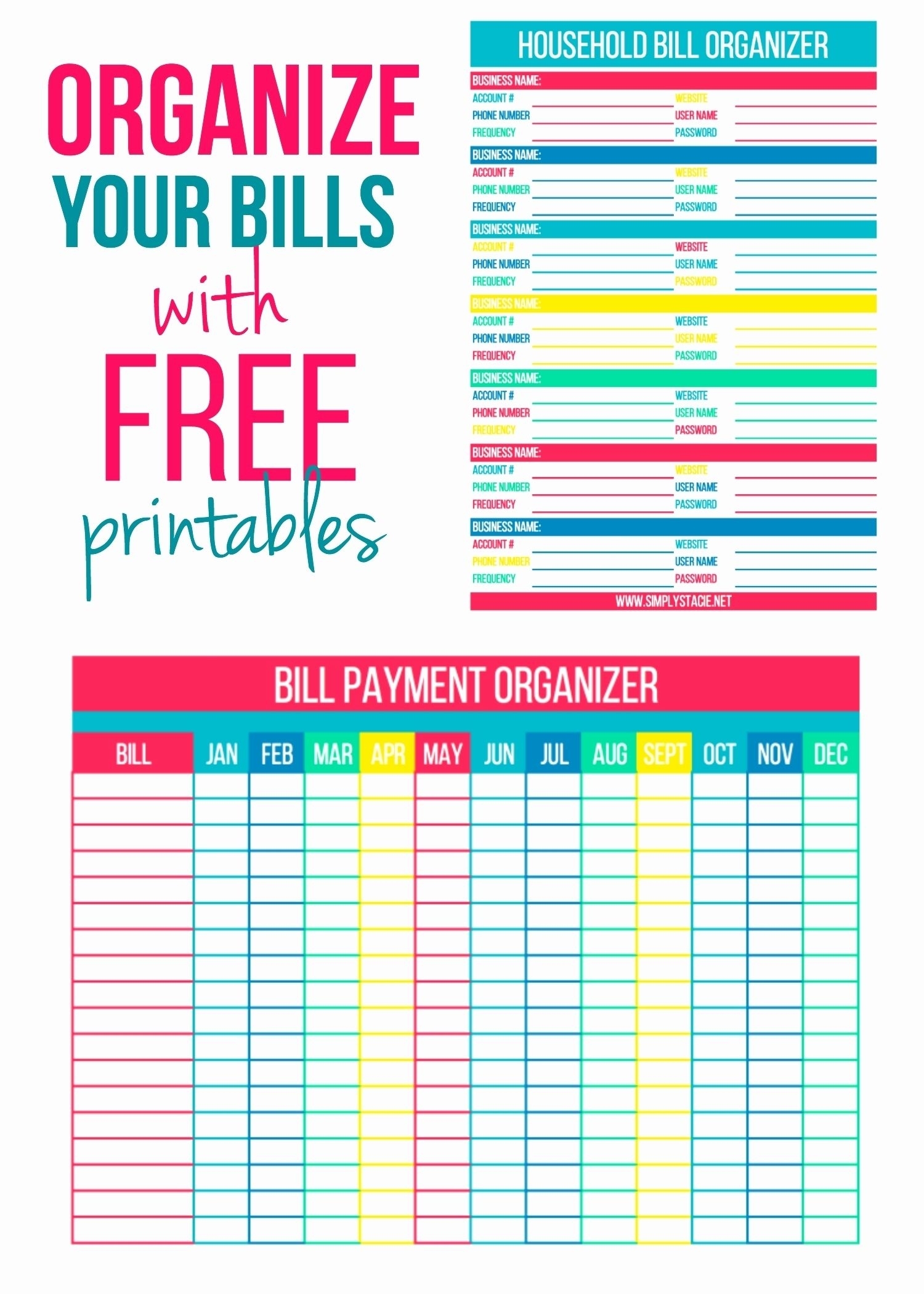 Printable Bill Organizer Spreadsheet Awesome Monthly Bills Organizer intended for Free Print Out Bill Organizer