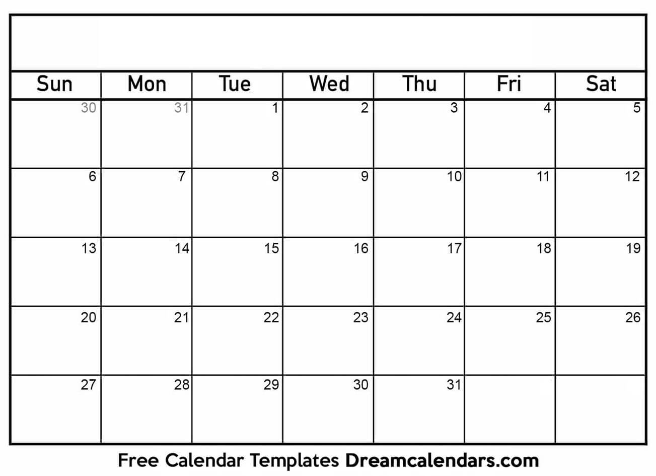 Printable Blank Calendar - Dream Calendars throughout Free Printable Blank Calendar Template
