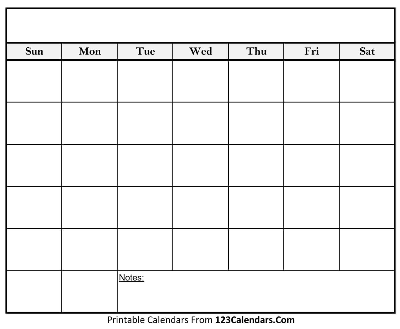 Printable Blank Calendar Templates - 123Calendars in Fill In Blank Calendar Templates