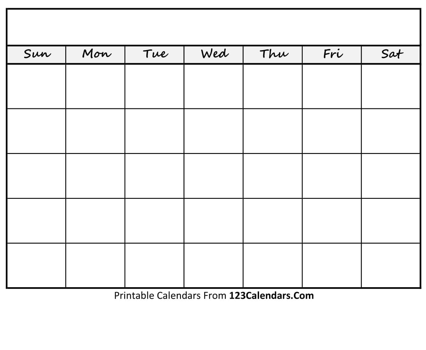 Printable Blank Calendar Templates - 123Calendars throughout Blank Fill In Calendar Templates