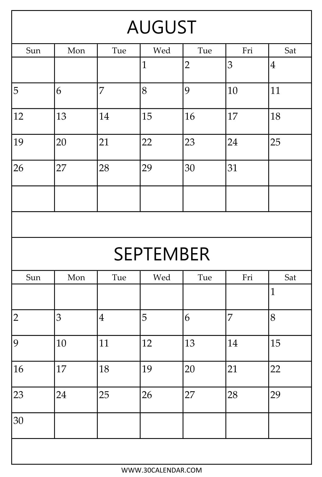 Printable Calendar 2018 August September | Printable Calendar 2019 pertaining to August And September Calendar Template