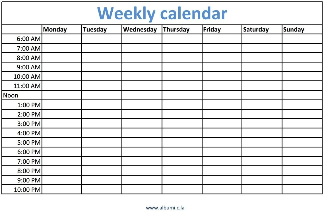 Printable Calendar 2018 With Time Slots | Printable Calendar 2019 regarding Week Calendar With Time Slots