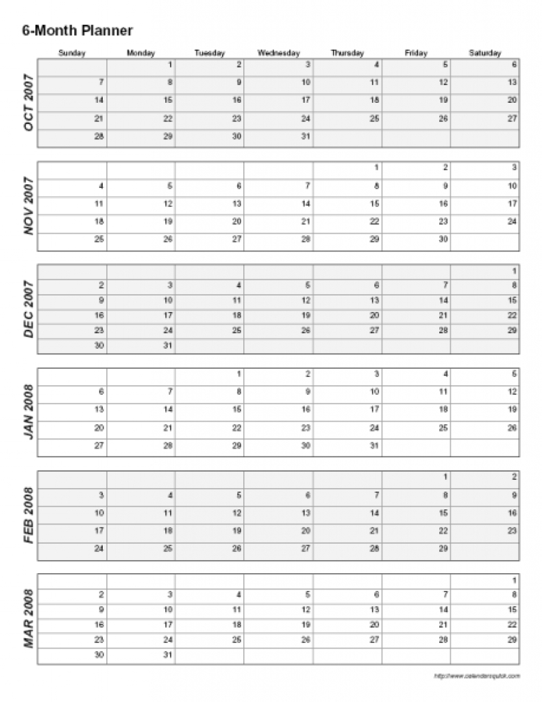 Printable Calendar 6 Months Per Page Blank Calendar Template | Jazz Gear within Printable Calendar 6 Months Per Page