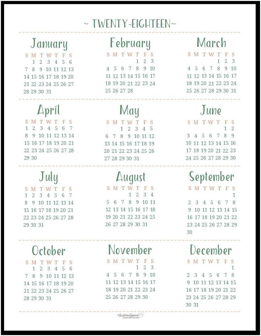 Printable Calendar Year At A Glance 2018 | Printable Calendar 2019 regarding Year In A Glance Calendar