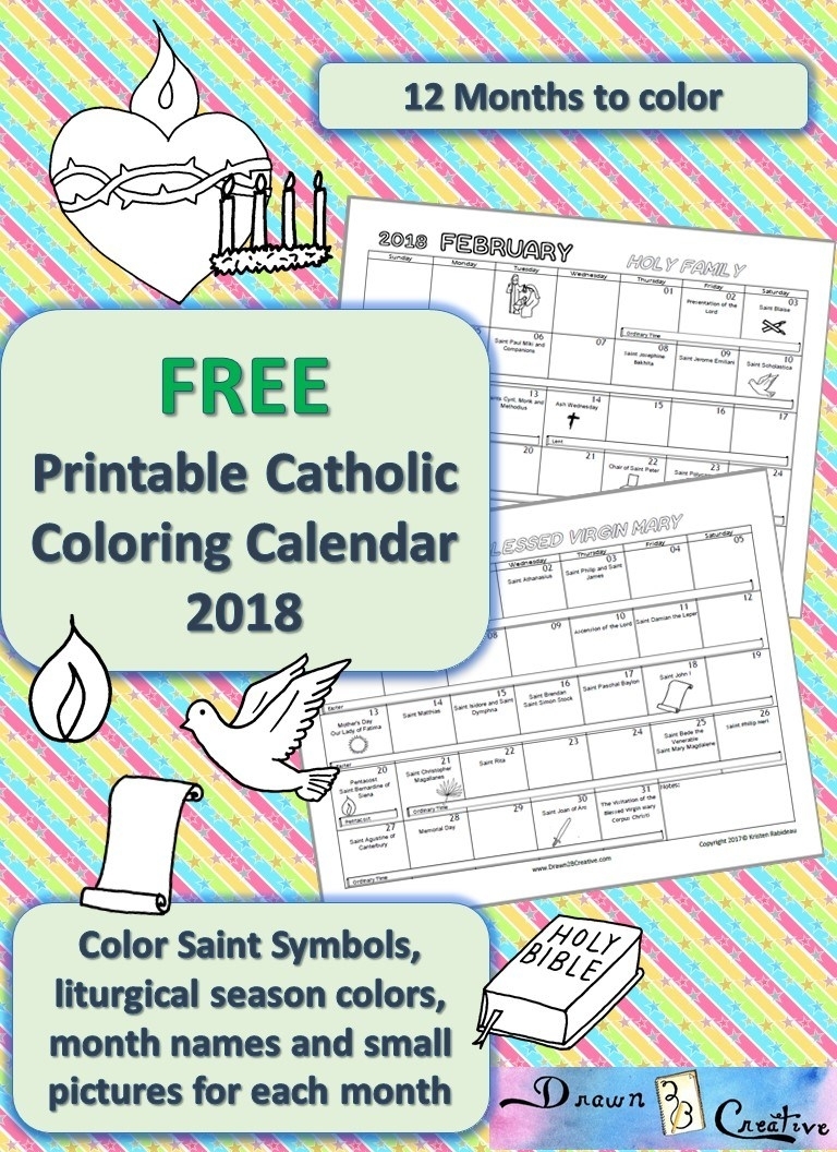 Printable Catholic Calendar To Color - Drawn2Bcreative for Free Printable Catholic Liturgical Calendar
