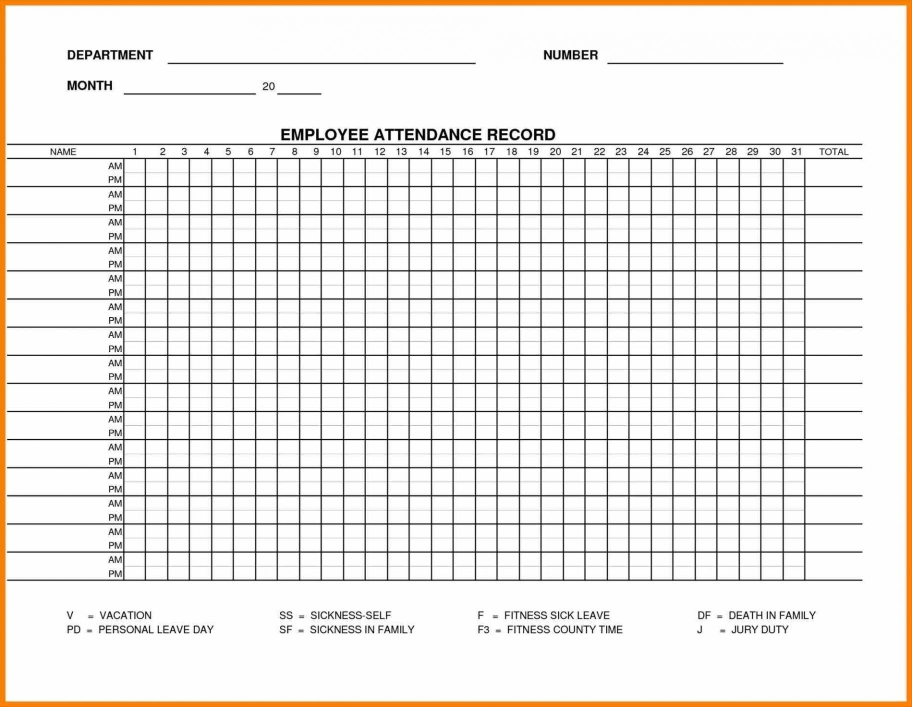 Printable Employee Attendance Sheet Excel 2018 Within Employee with Printable Employee Attendance Calendar Template