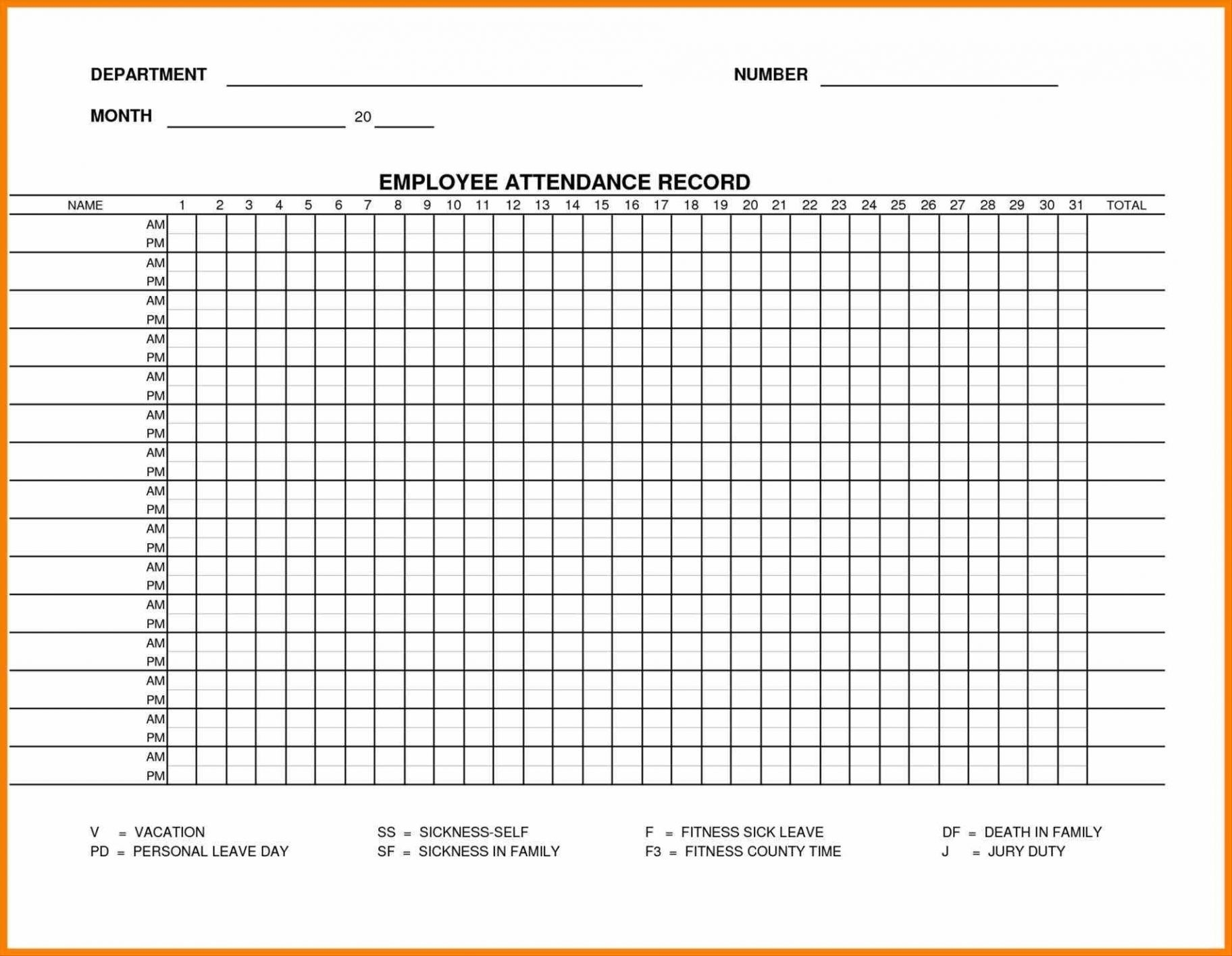 Printable Employee Attendance Sheet Excel 2018 Within Employee with regard to Excel Employee Attendance Calendar Template