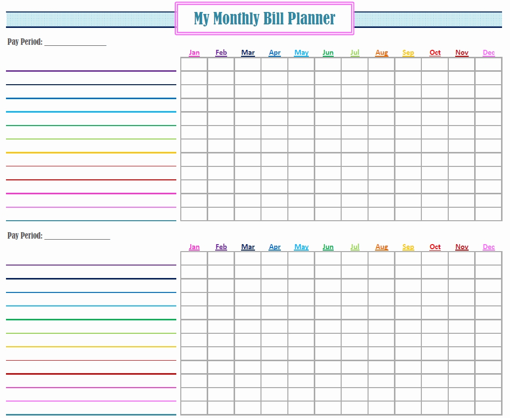 Printable Monthly Bill Organizer Download - Maco.palmex.co with Free Bill Organizer Template Downloads