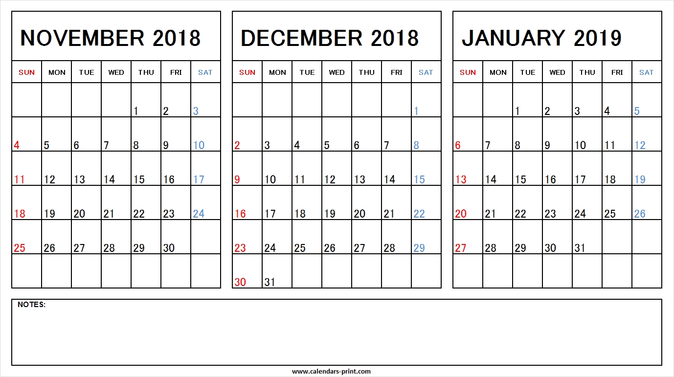 Printable Nov Dec 2018 Jan 2019 Calendar Excel Template Archives intended for Printable Nov Dec 17 Calendar