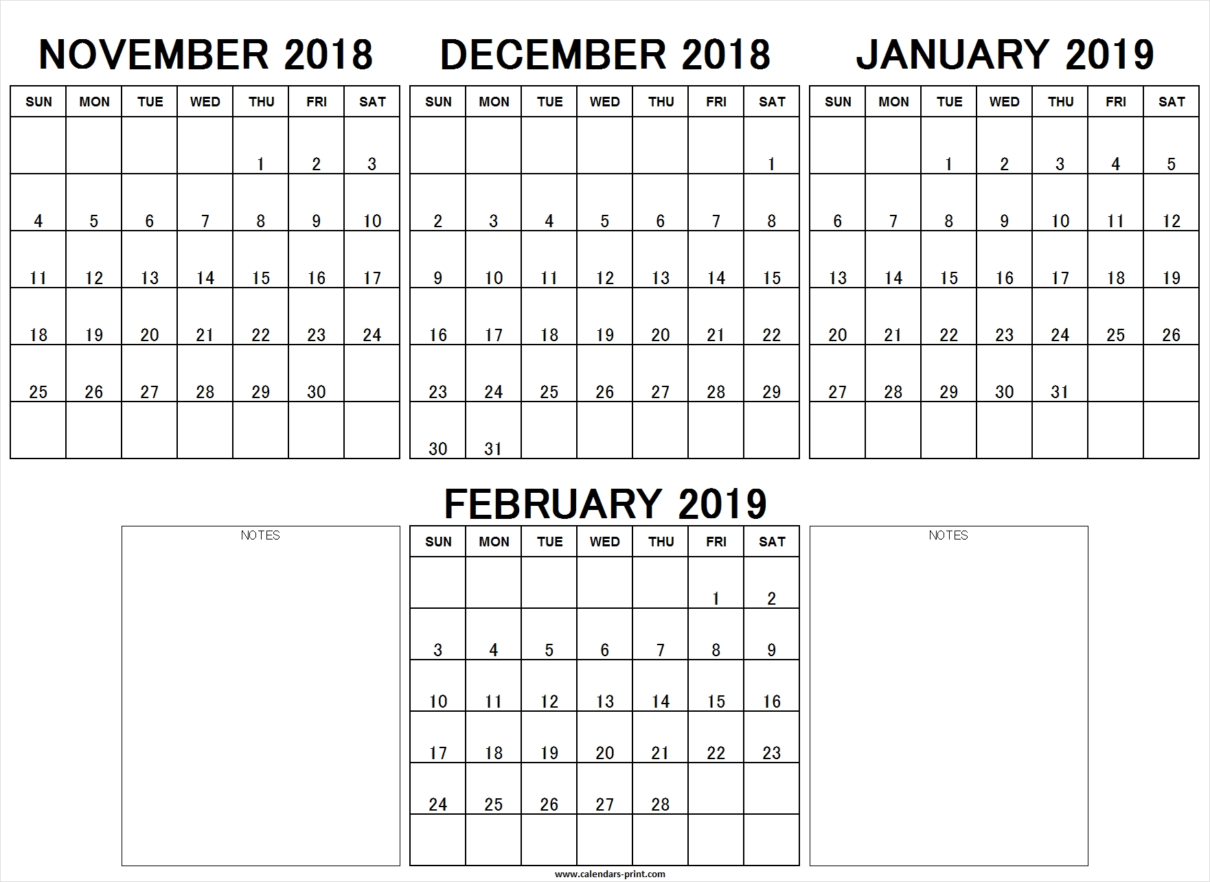 Printable Nov Dec 2018 Jan Feb 2019 Calendar Excel Template Archives throughout Calendar Images From Jan To Dec