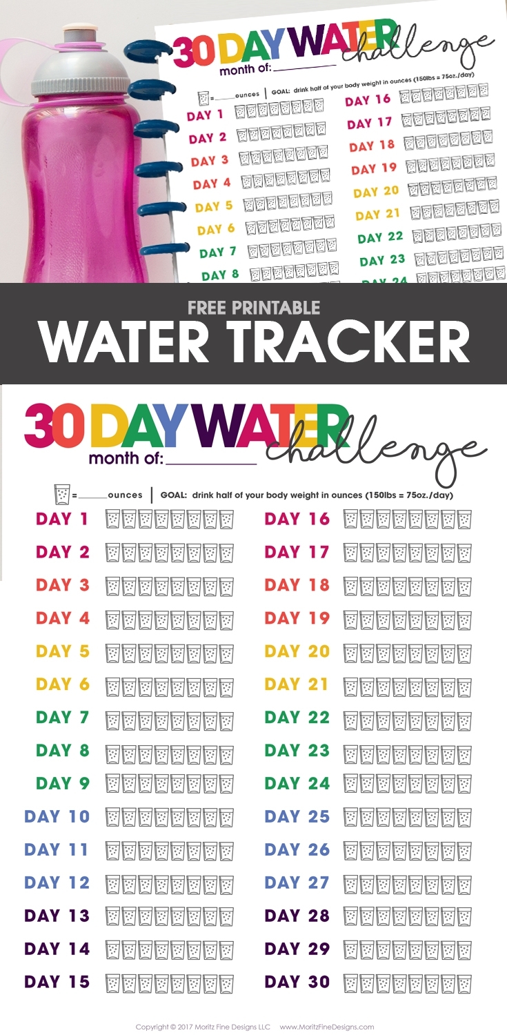 Printable Water Tracker | Free Printable Included within 30 Day Water Challenge Printable