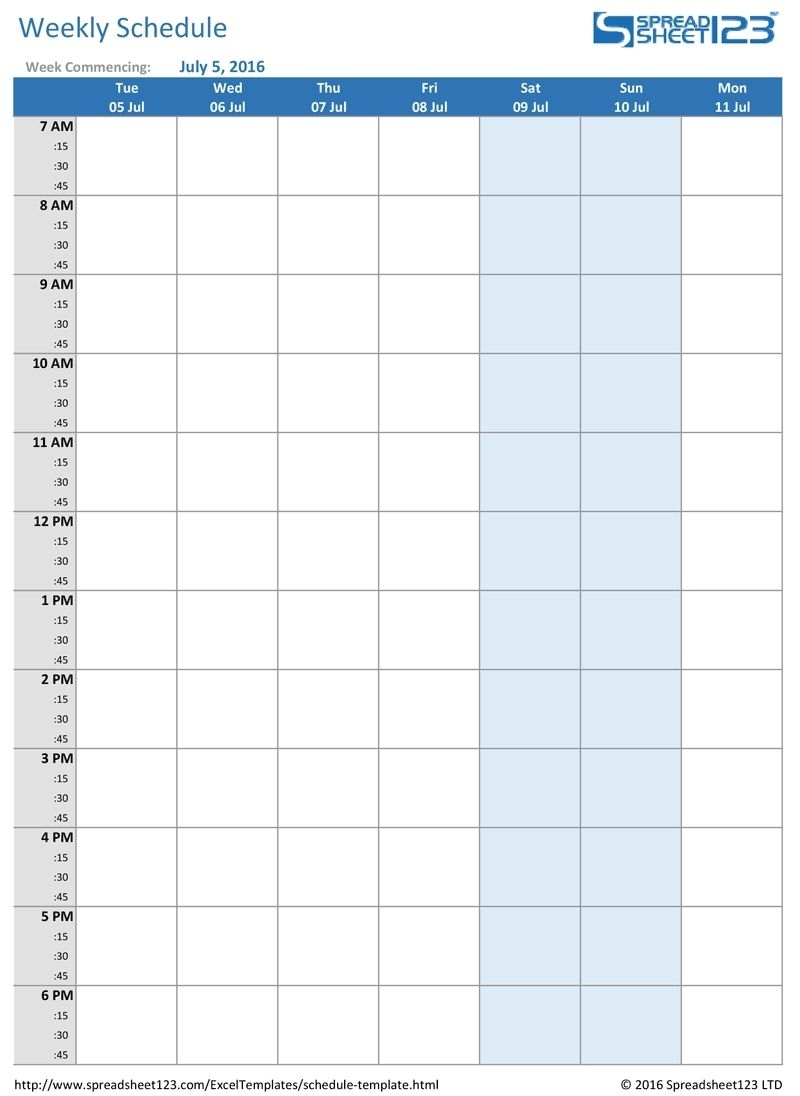 Printable Weekly And Biweekly Schedule Templates For Excel::blank within Blank Weekly Am/pm Schedule Template