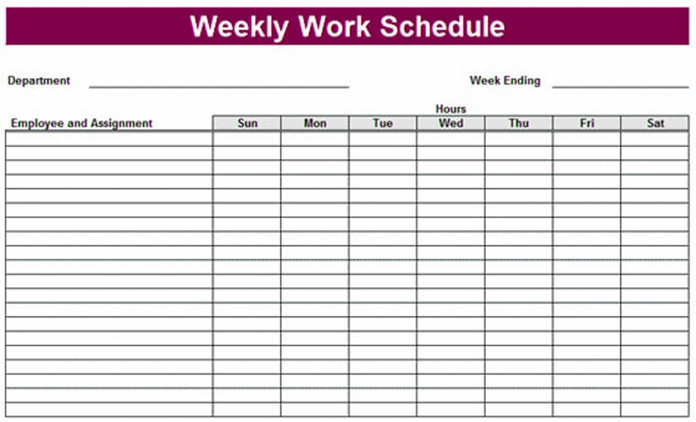 Printable Week By Week Schedule